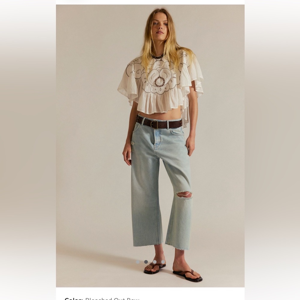 Free People We The Free Deep trance Jean Light Blue distressed size 26